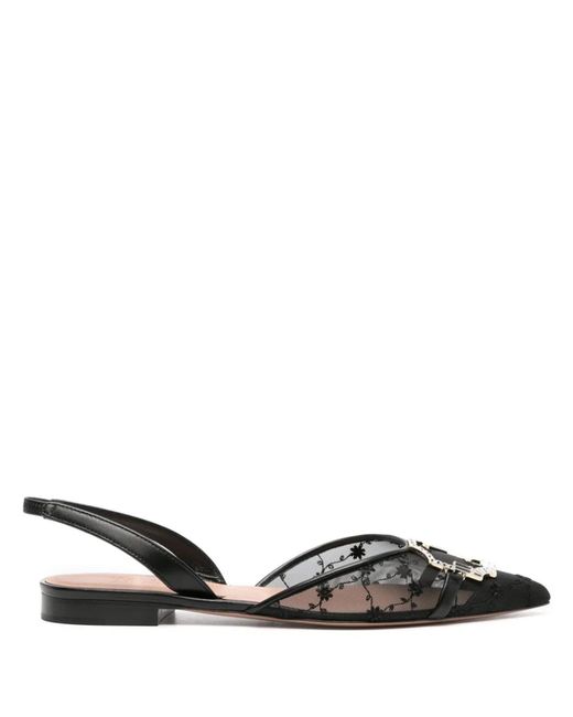 Malone Souliers Black Misha Embellished Mesh Slingback Ballet Flats