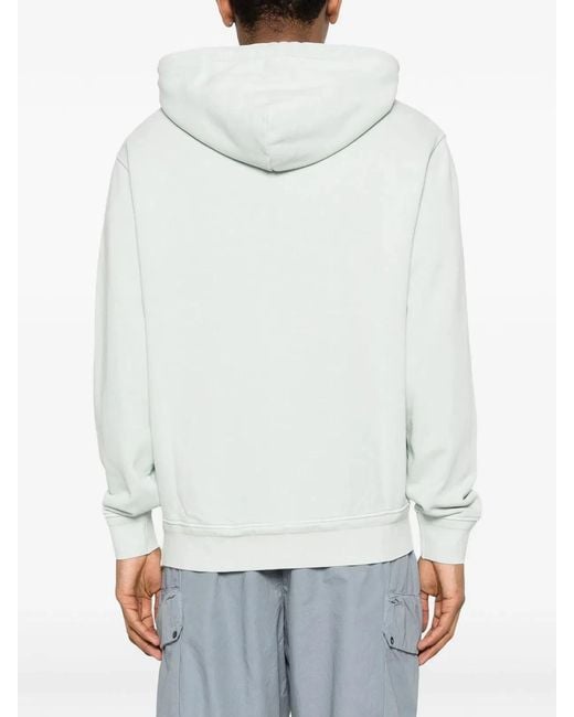 C P Company White C.P.Company Sweat Hooded Misty Cotton Sweatshirt for men