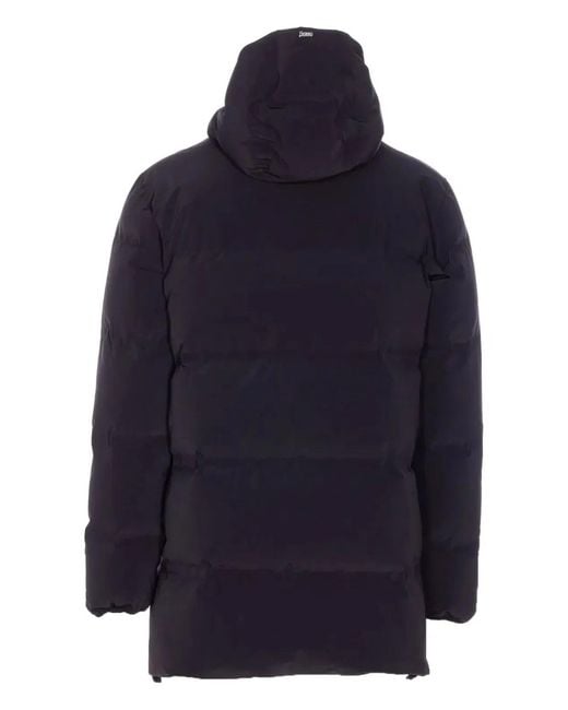 Herno Blue New Impact Long Down Jacket With Hood for men