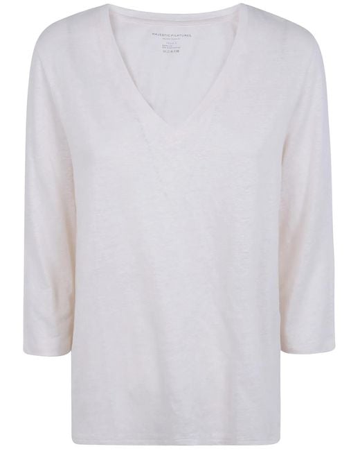 Majestic White Three Quarter Sleeve Shirt