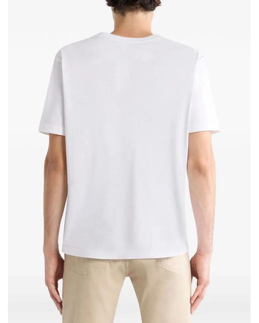 Etro White Cotton T-Shirt With Leopard Print And Embroidery for men