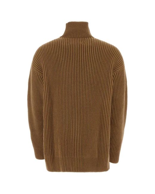Jil Sander Brown Biscuit Wool Sweater for men