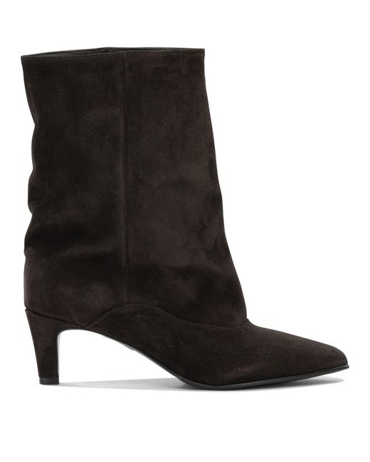 Strategia Black Suede Leather Boots Ankle