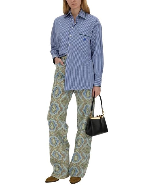 Etro Green Jeans Con Stampa Paisley