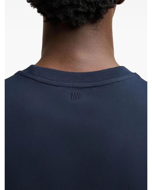 AMI Blue Classic Cotton T-Shirt for men