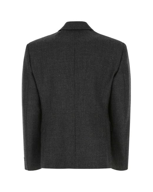 Prada Black Melange Dark Wool Blazer for men