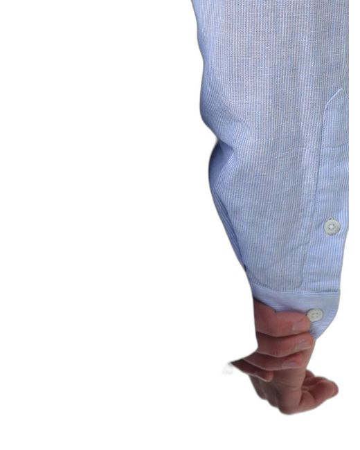 Emporio Armani Blue Linen Cotton Shirt for men
