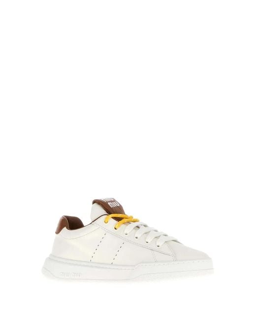 Miu Miu White Leather Sneakers