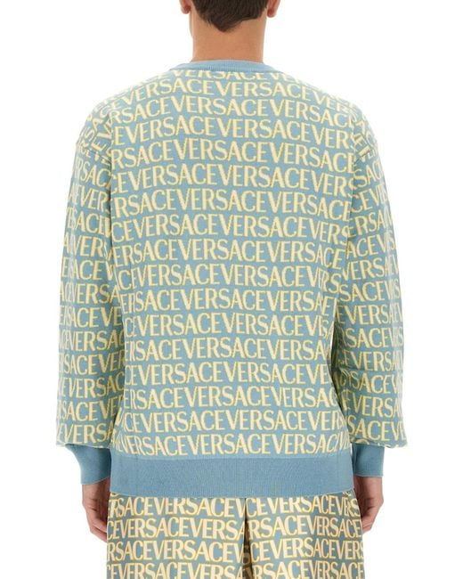 Versace Green Allover Logo Jersey for men