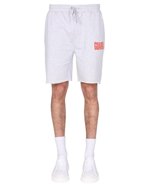 Helmut Lang White Fleece Bermuda for men