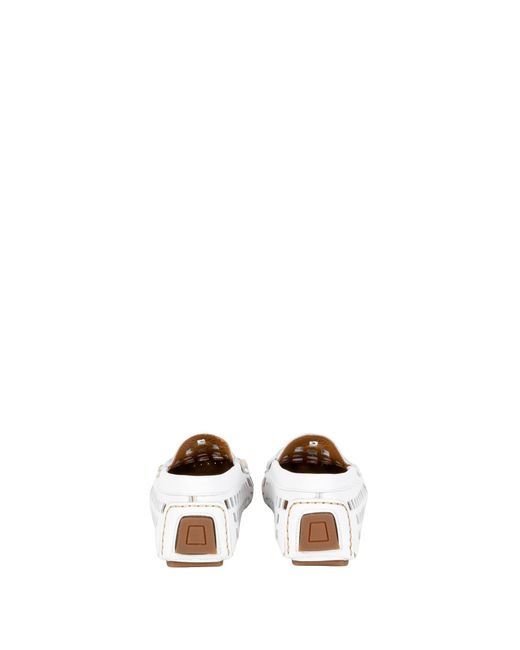 Casadei White Leather Strap Moccasins