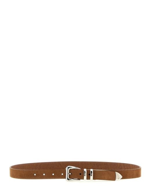 Brunello Cucinelli White Metal Toe Cap Belt for men
