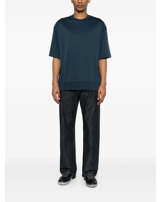 Calvin Klein Blue Mercerized Interlock Cuff Crew for men