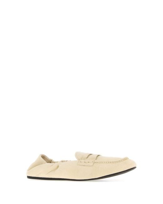 Miu Miu White Ivory Suede Loafers