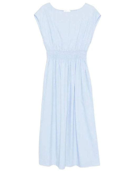 Roberto Collina Blue Elasticated Waist Cotton Midi Dress