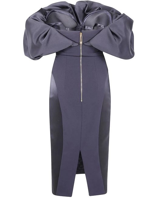 Elisabetta Franchi Blue Satin Dress Strapples