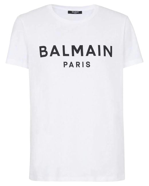 Balmain White Printed T-Shirt Straight Fi for men