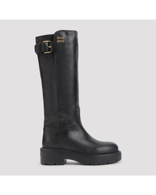 Miu Miu Black Leather Boots