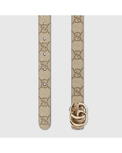 Gucci Metallic Reversible Gg Marmont Skinny Belt
