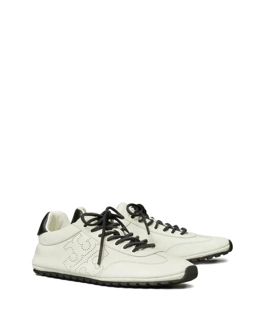 Tory Burch White Perforated Leather Sneakers