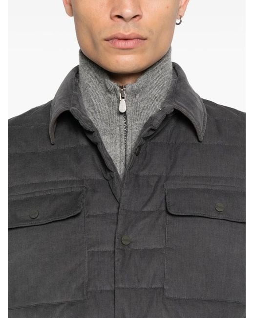 Herno Gray Shirt-Style Down Jacket for men