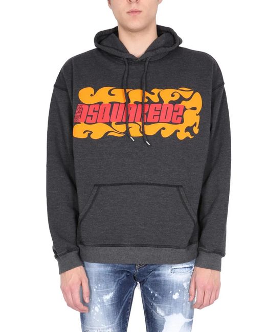 DSquared² Gray Logo Printed Sweatshirt for men
