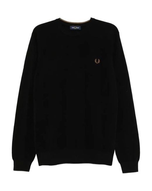 Fred Perry Black Pique Sweater With Logo for men