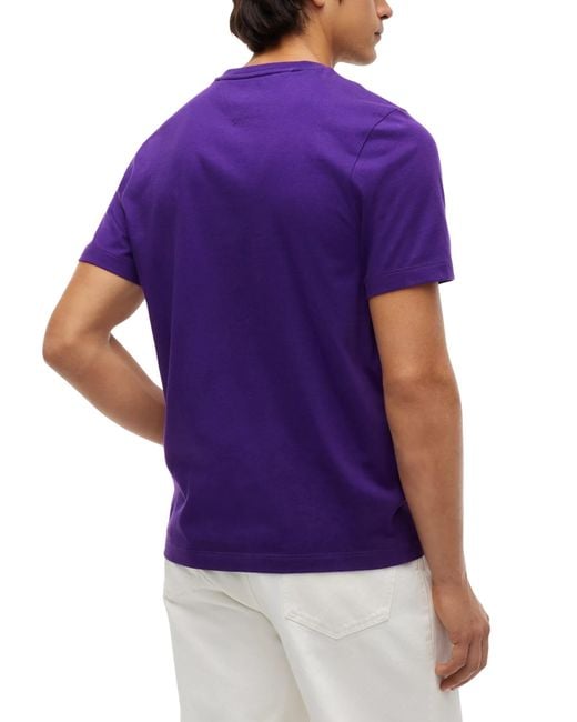 Tommy Hilfiger Purple Flag Embroidery Crew Neck T-Shirt for men