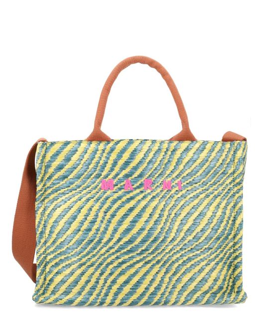 Marni Green Tote Bag With Logo