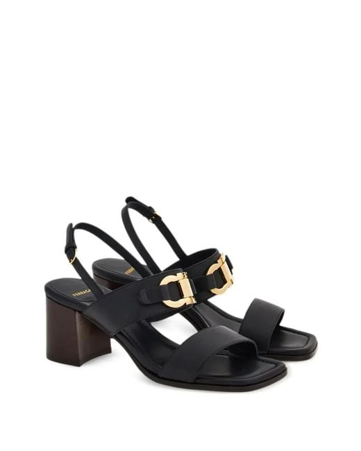 Ferragamo Black Lou 55 Sandals
