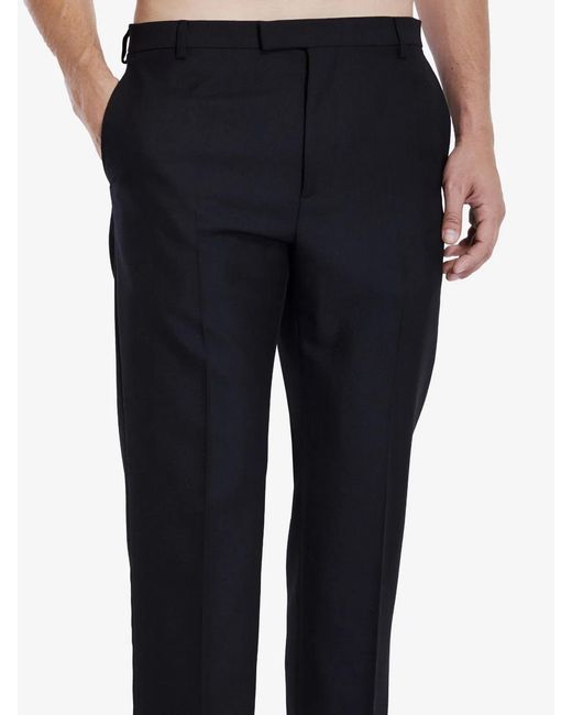 Gucci Black Wool Blend Twill Bush-Trousers for men
