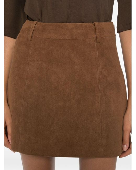 DUNST Brown Suede Effect Mini Skirt