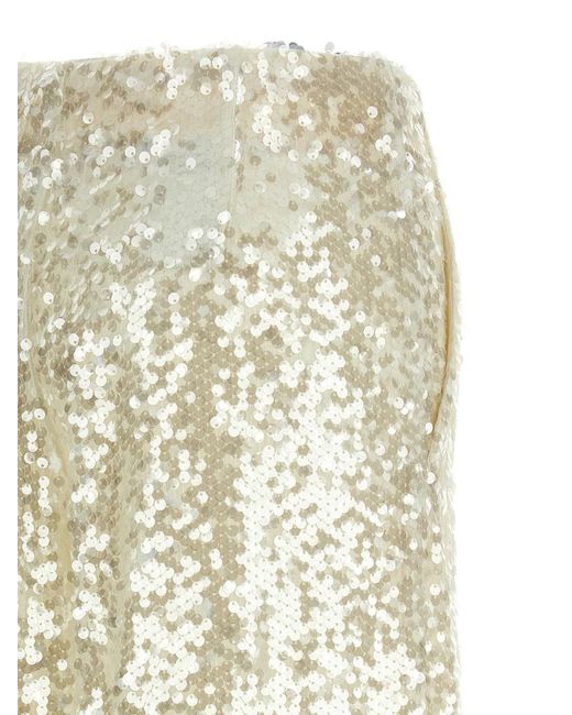 Alberta Ferretti White Sequin Pants