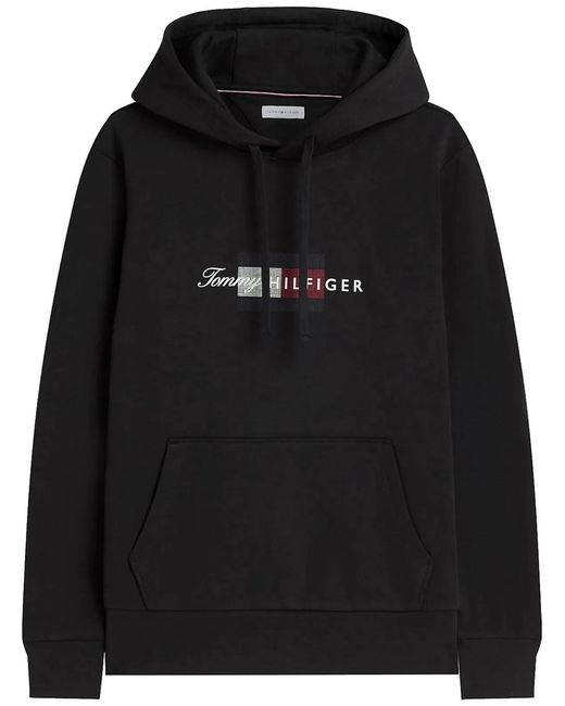 Tommy Hilfiger Black Script Flag Hoodie for men