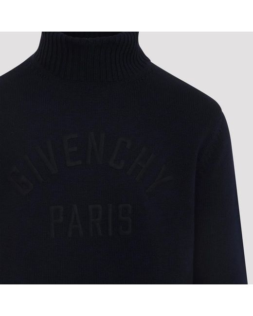 Givenchy Blue Cotton Turtle Neck Sweater for men