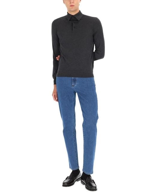 Zegna Black Cashmere Polo Shirt for men
