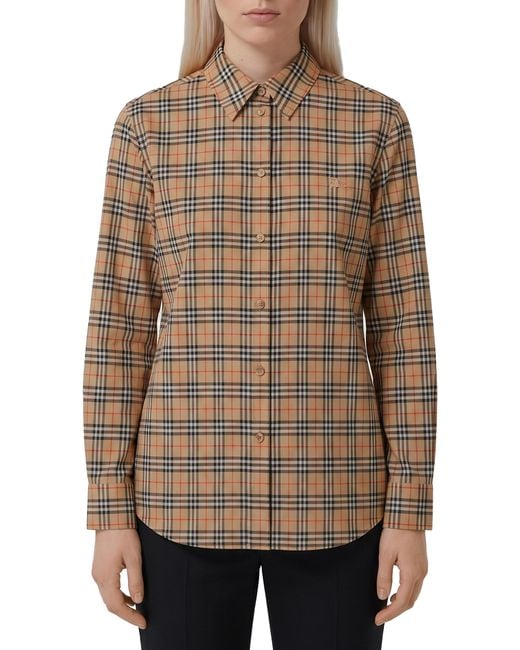 Burberry Brown Emma Cotton Check Shirt