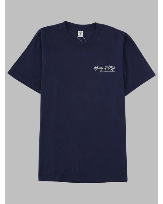 Sporty & Rich Blue Sporty 100% Cotton T-Shirt