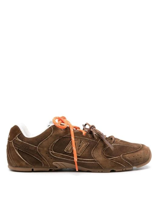 Miu Miu Brown Lace-Up Calf Leather Sneakers