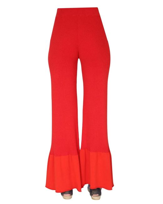 Stella McCartney Red Ribbed Knit Trousers