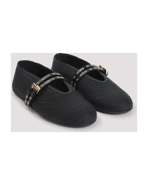 Alaïa Black Alaia Paper Straw Ballerinas