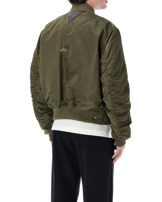 Bottega Veneta Green Padded Nylon Bomber Jacket for men