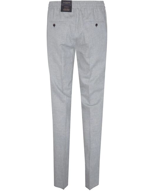 Incotex Gray Elastic Coulisse Waist Chino Trousers for men