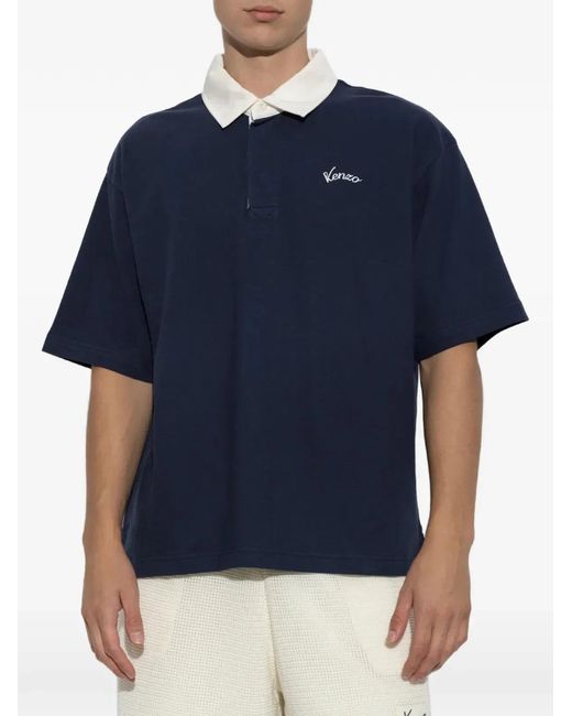 KENZO Blue Gots Varsity Relax Polo for men