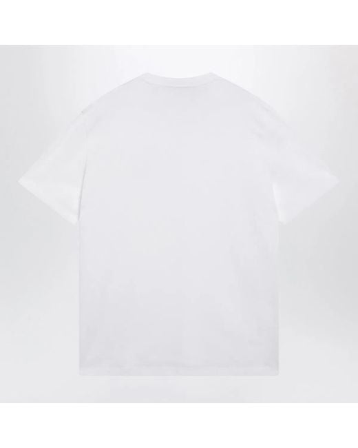 Valentino White Cotton T-Shirt With Vlogo Embroidery for men