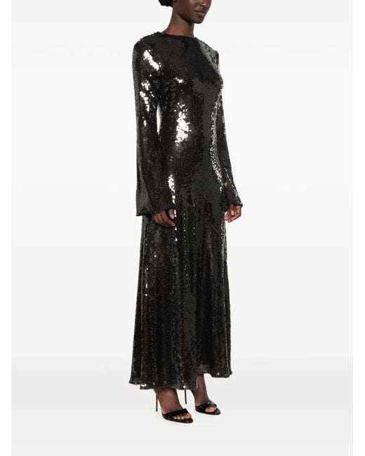 ROTATE BIRGER CHRISTENSEN Black Sequins Maxi Dress