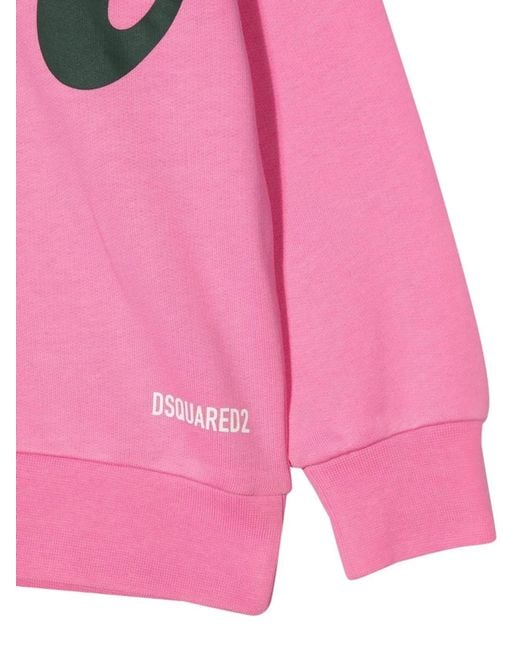 DSquared² Pink Crewneck Sweatshirt Allover Writing
