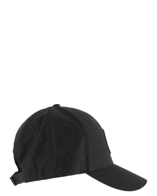 Stone Island Black Cap With Embroidered Compass Logo for men