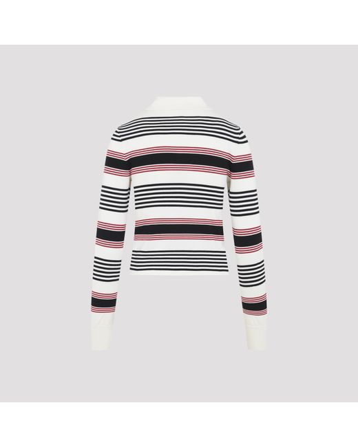 Céline White Striped Polo Sweater