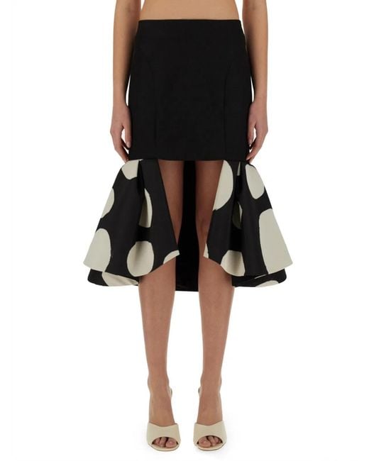 Nina Ricci Black Midi Skirt With Double Ruffles